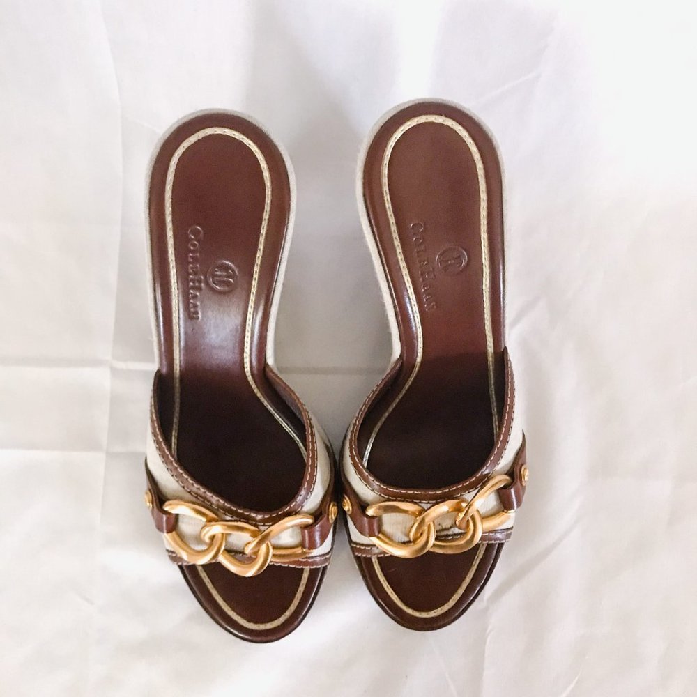 cole haan // white boucle buckle wedges - Picture 3 of 4